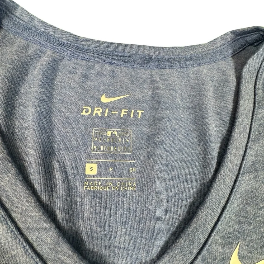 Nike Milwaukee Brewers Womens Dri-Fit V-Neck Shirt Blue Small Flaw